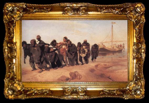 framed  llya Yefimovich Repin Barge Haulers on the Volga, ta009-2